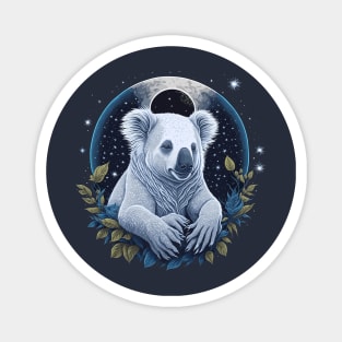 White Koala Bear at Night Time Magnet